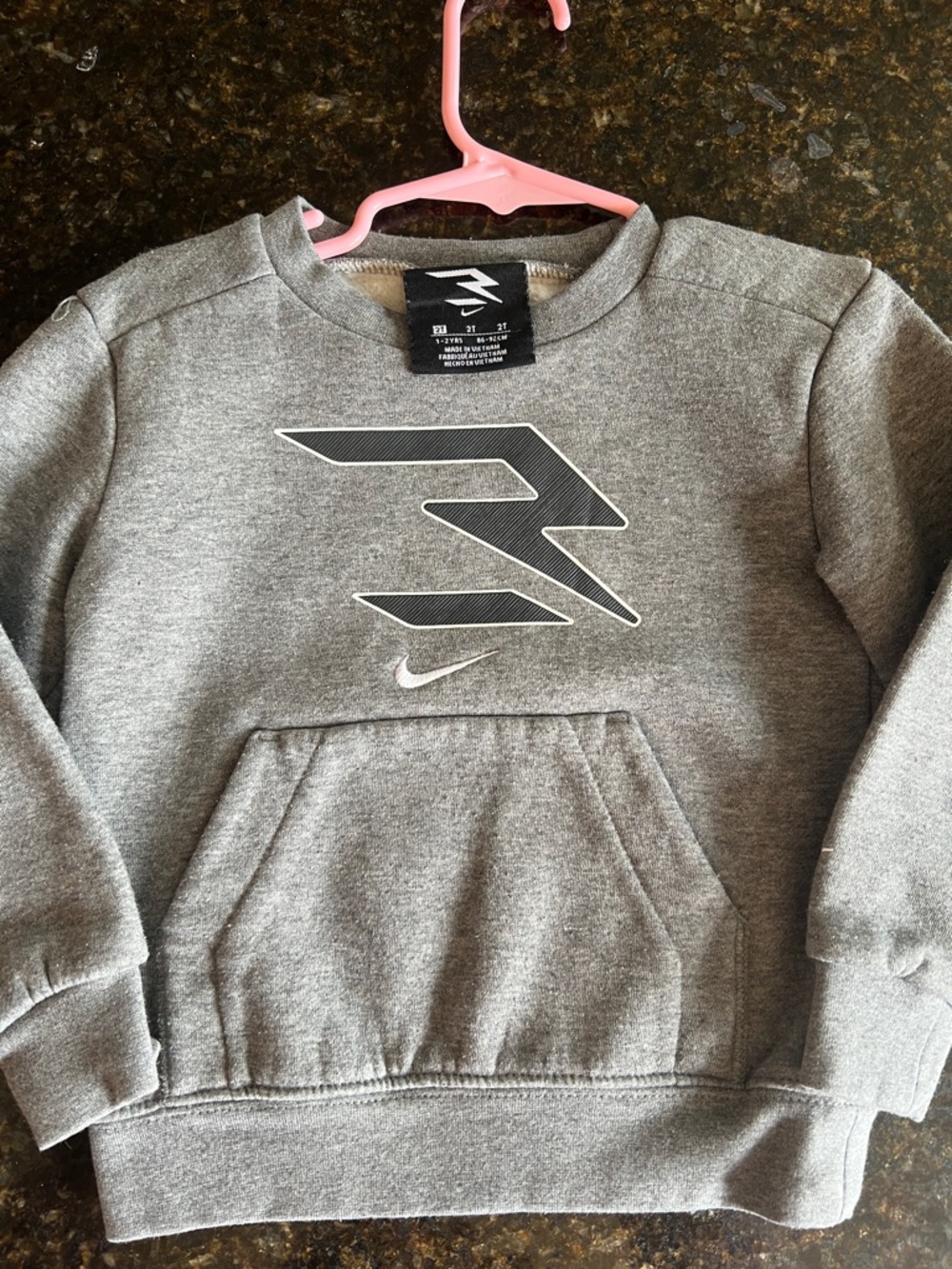 Nike Gray Kids Crewneck Sweatshirt with Graphic Swoosh